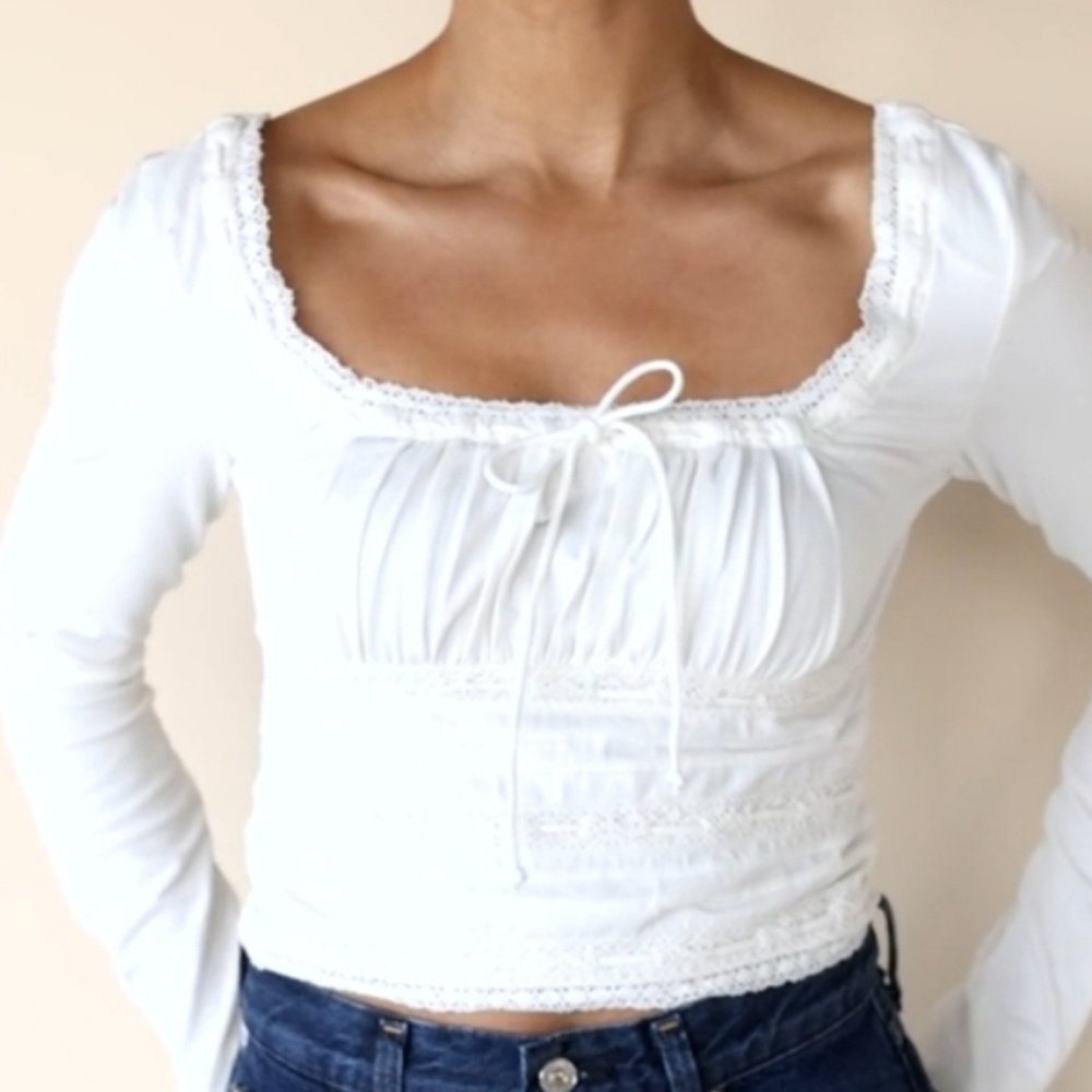 FREE PEOPLE Smocked White Top - Picture 1 of 10